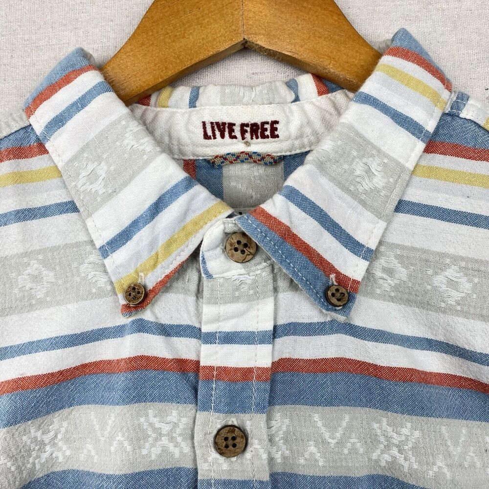 Gramicci Button Down Vintage Cotton Mens Medium Live Free Retro Aztec Patterned - Picture 6 of 7